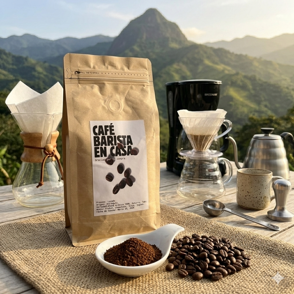 Café de Origen Antioquia Molienda Media - Cafetera de Goteo y Filtro 500 gr
