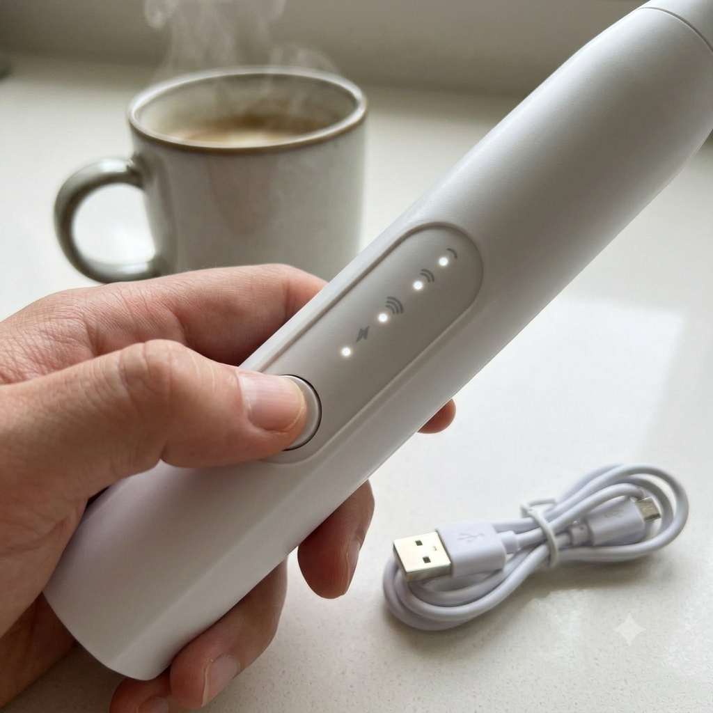 Espumador de leche con velocidad ajustable y conexión USB