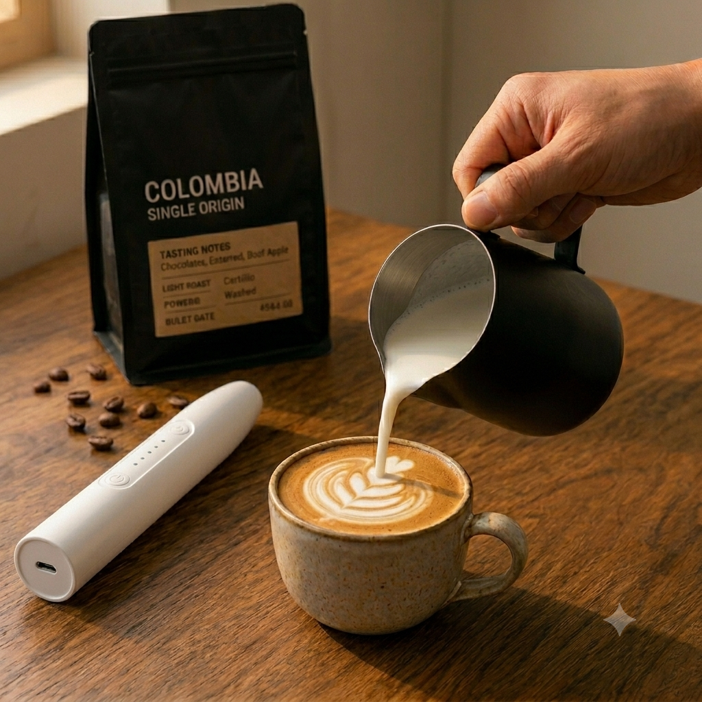 Kit para Latte y Capuchino: Espumador Eléctrico USB y Jarra 420ml