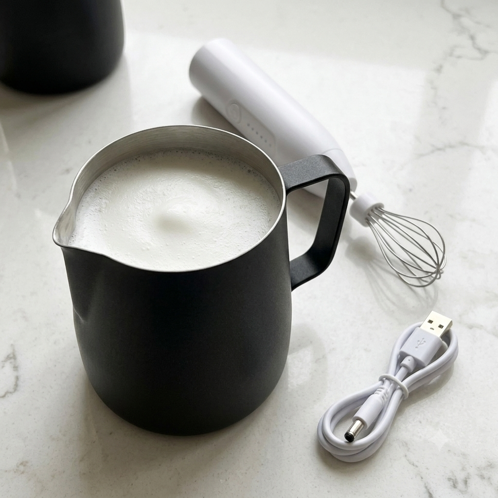 Kit para Latte y Capuchino: Espumador Eléctrico USB y Jarra 420ml