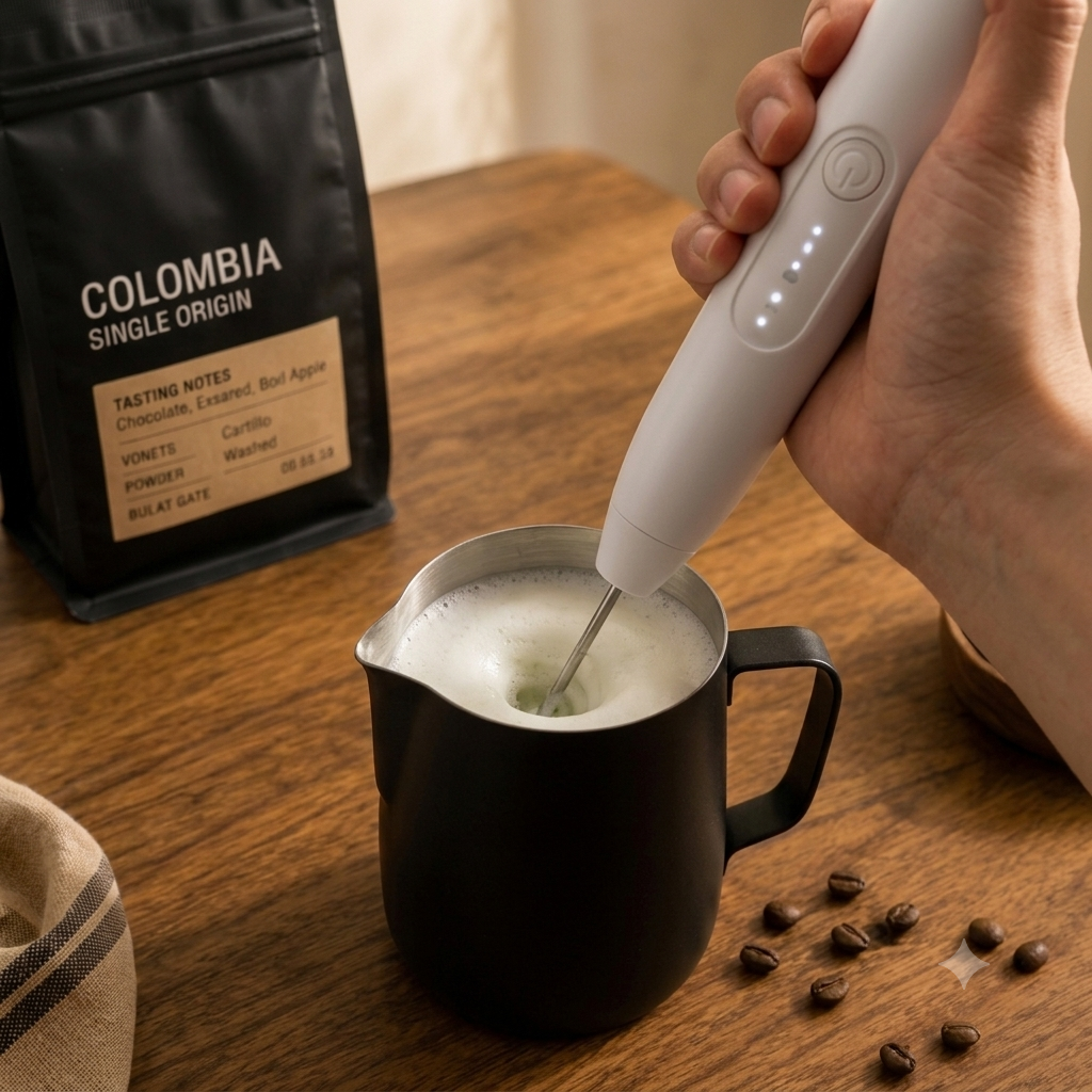 Kit para Latte y Capuchino: Espumador Eléctrico USB y Jarra 420ml