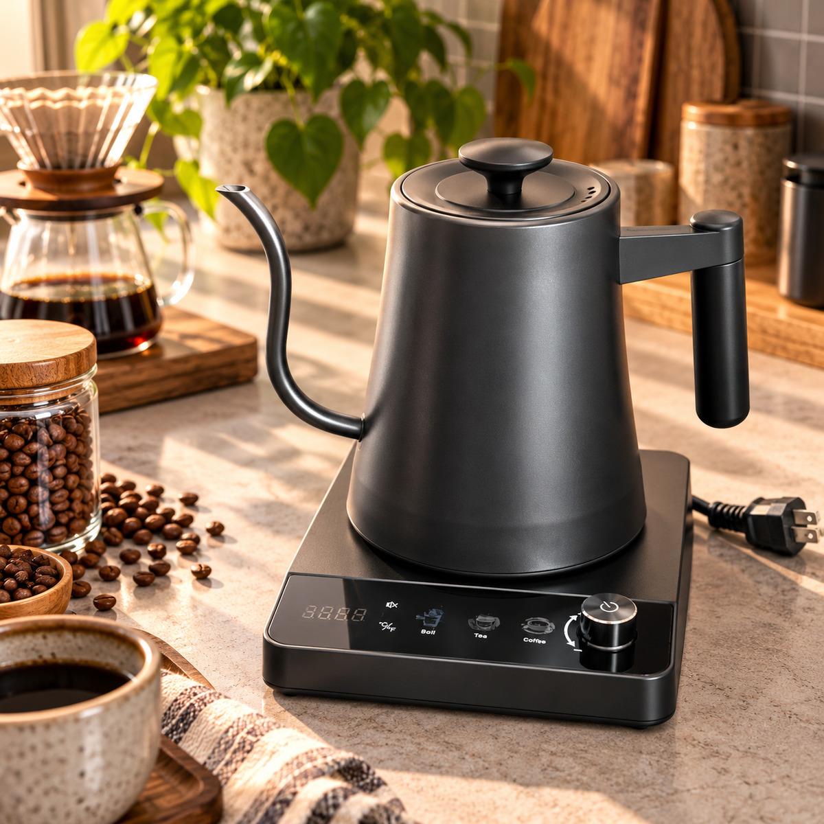 Tetera Eléctrica Cuello de Cisne con Control de Temperatura | 1 L, 1200 W